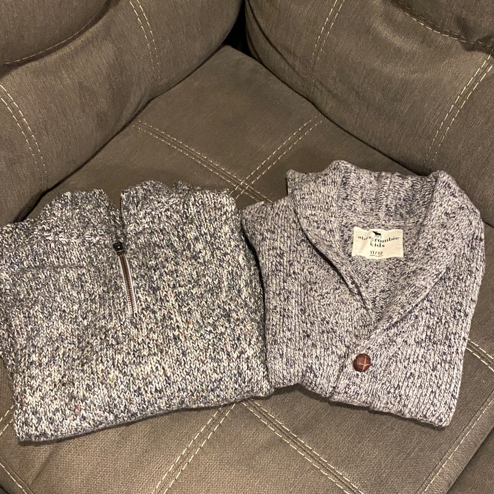 Abercrombie Boys Zip Up Sweater and Button Up Sweaters - Gray